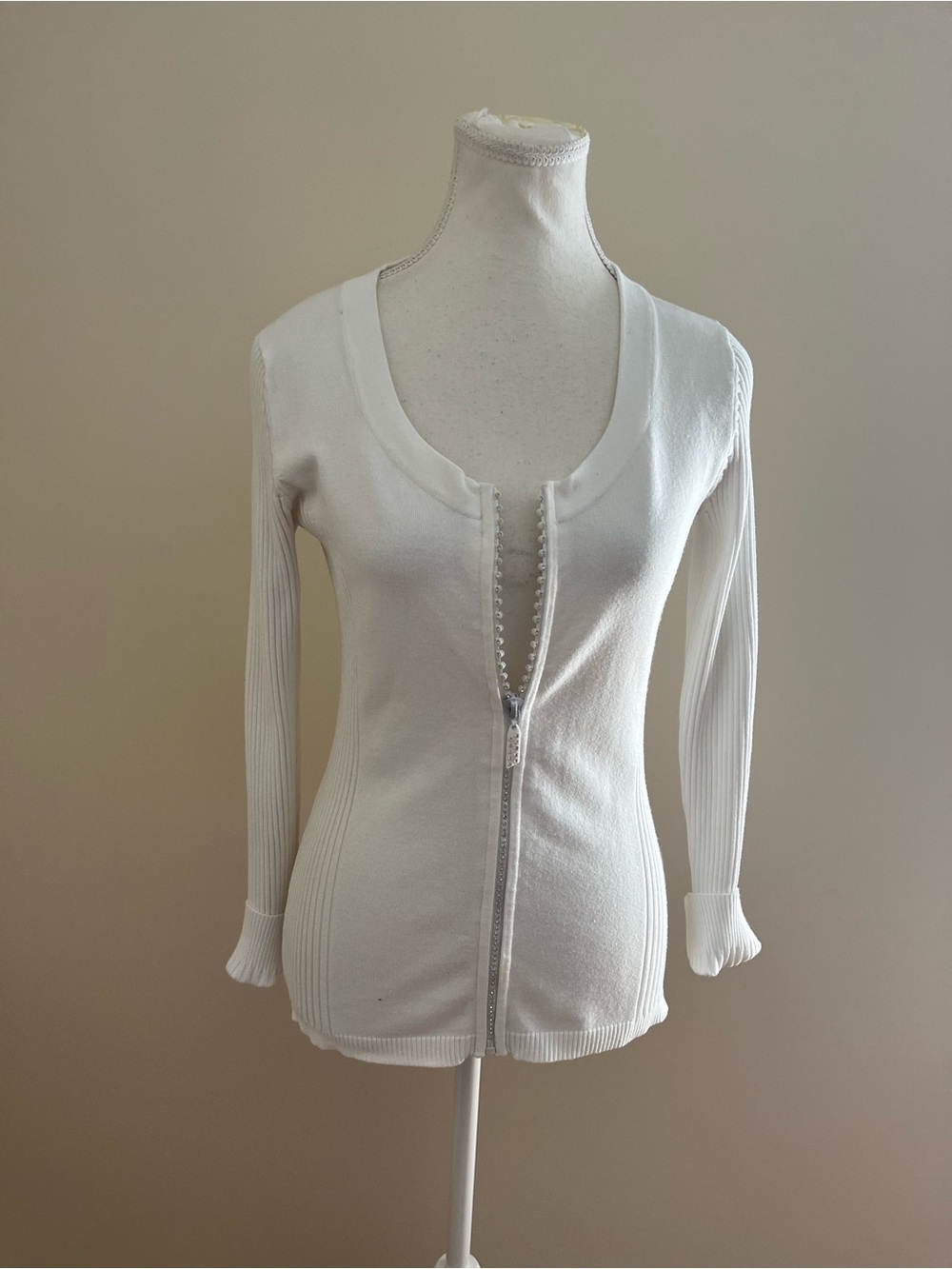 Belldini White Women's Top with Branded Ribbon Detail